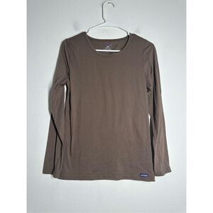 Sivvan Basic Long Sleeve Top T-Shirt Women’s Size M Cacao Brown Cotton Blend